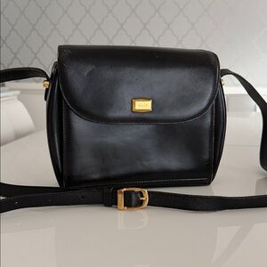 Bally Black Leather Crossbody Bag with Gold Hardware